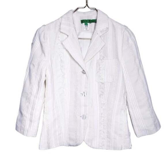 Tibi Vintage Green Label Cream Textured Blazer Jacket Women's Size Small - Picture 1 of 11